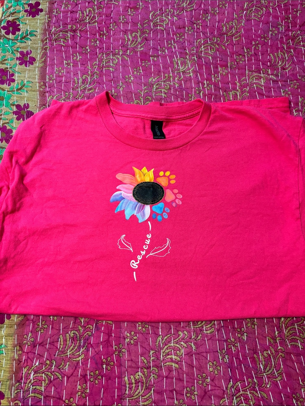 Women’s Pink Rescue Dogs Sunflower Graphic Tee